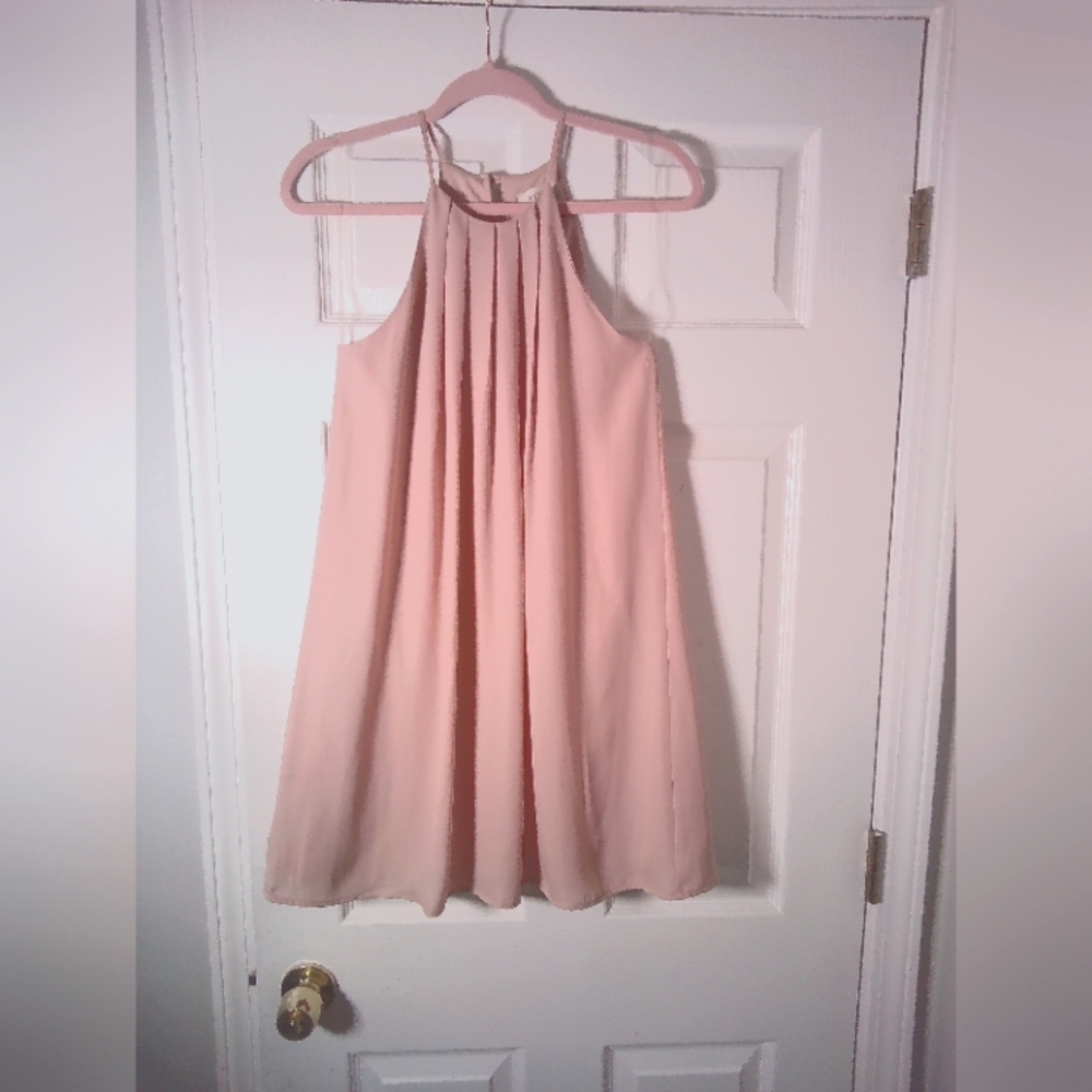 Everly by Francesca's lined Mini Shift Dress Size Small Blush Pink
